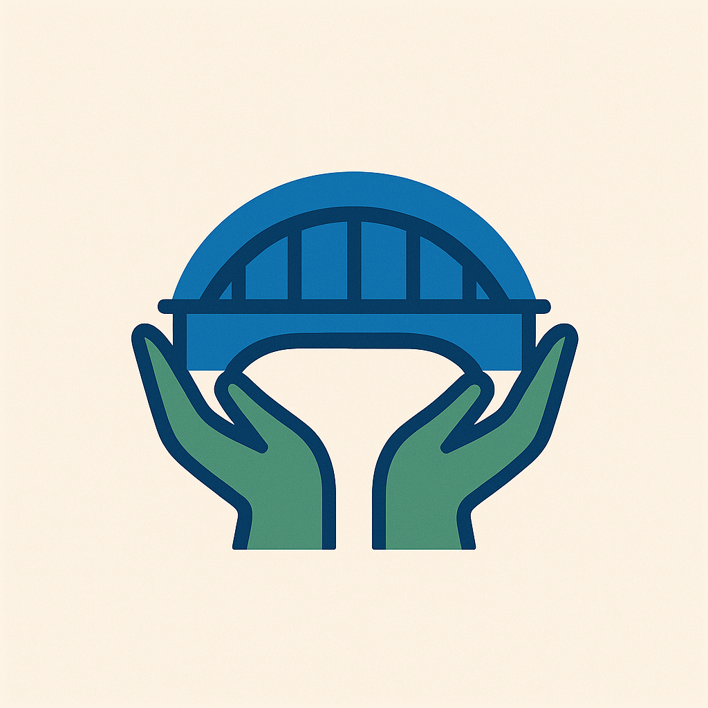 Wardell Bridge logo — two hands holding a bridge